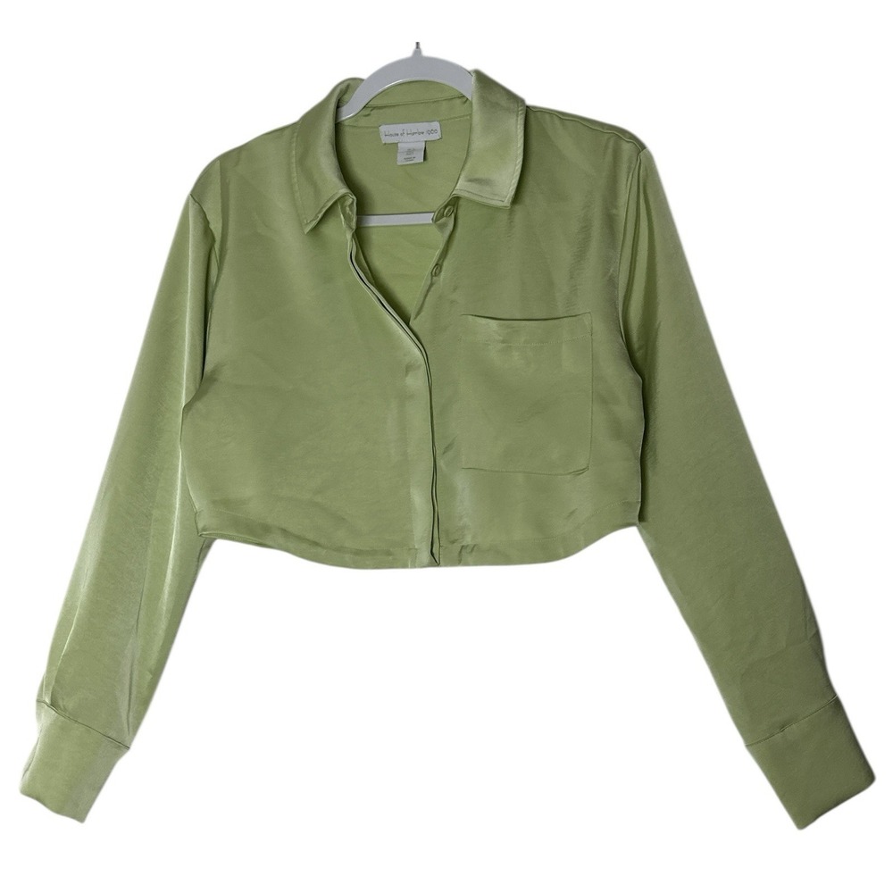 House Of Harlow Women's Button Up Shirt Longsleeve Crop Small‎ Career Elegant